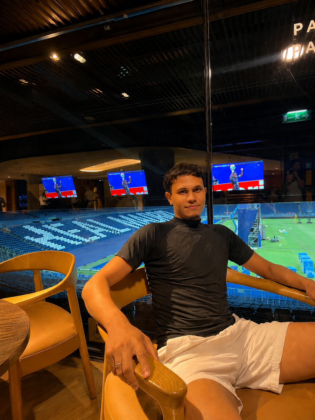 João Marques sitting in a stadium lounge